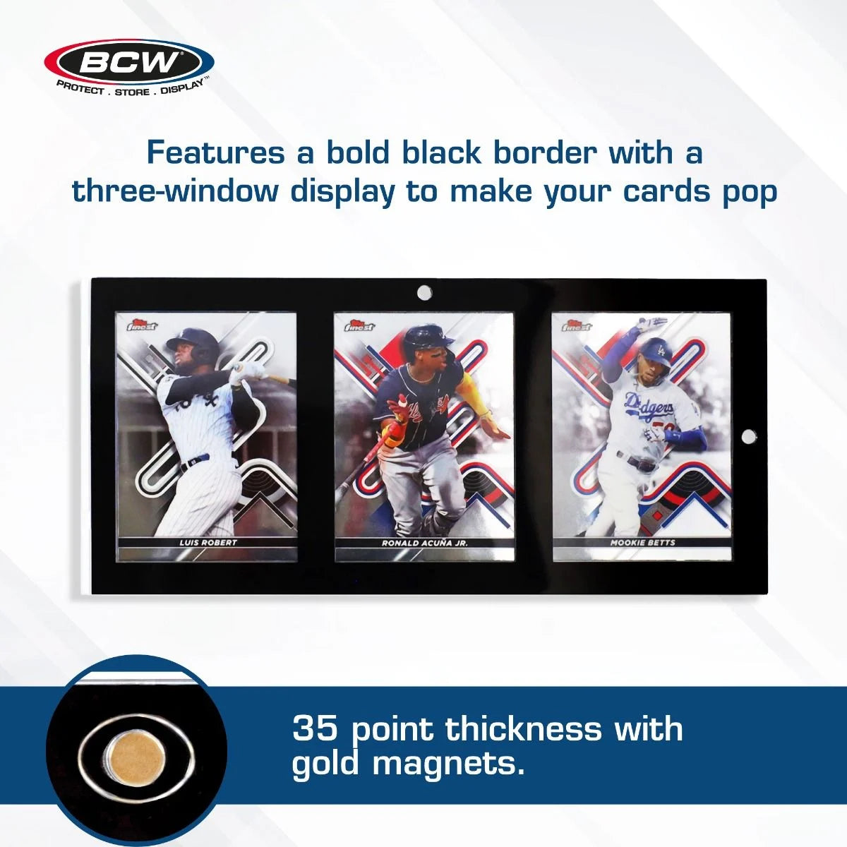 Magnetic 3-Card Holder - 35 PT. Black Border