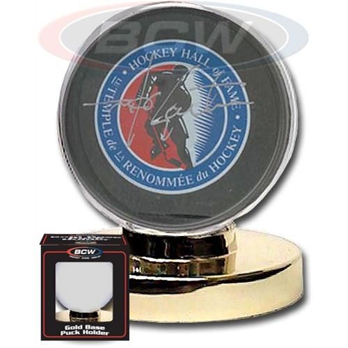 Gold Base Hockey Puck Display Case / Holder - BCW