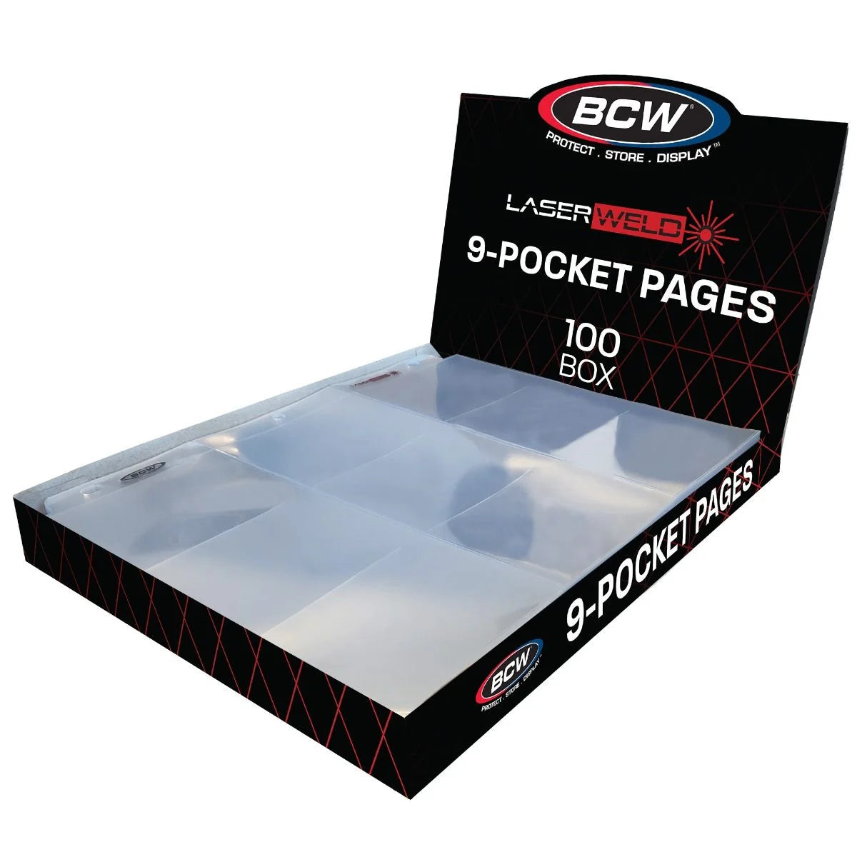 9 pocket Pages Laser Weld - Standard cards- For 3 Ring Binders - 100 Pages - BCW
