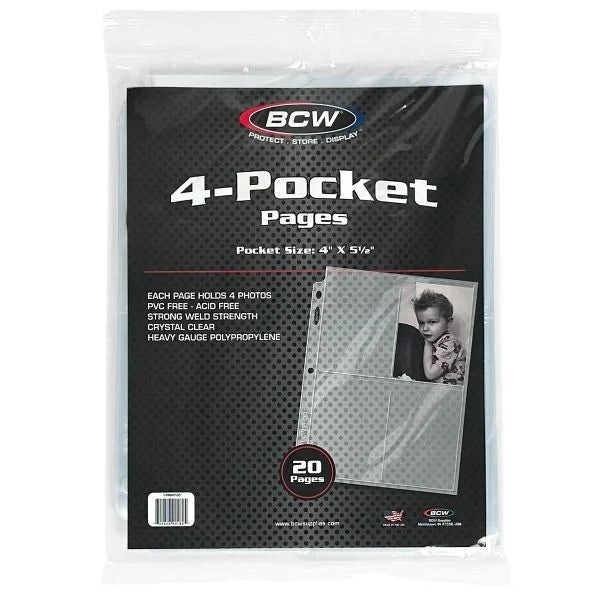 4 Pocket Pages For 3 Ring Binders - 20 Pages - BCW