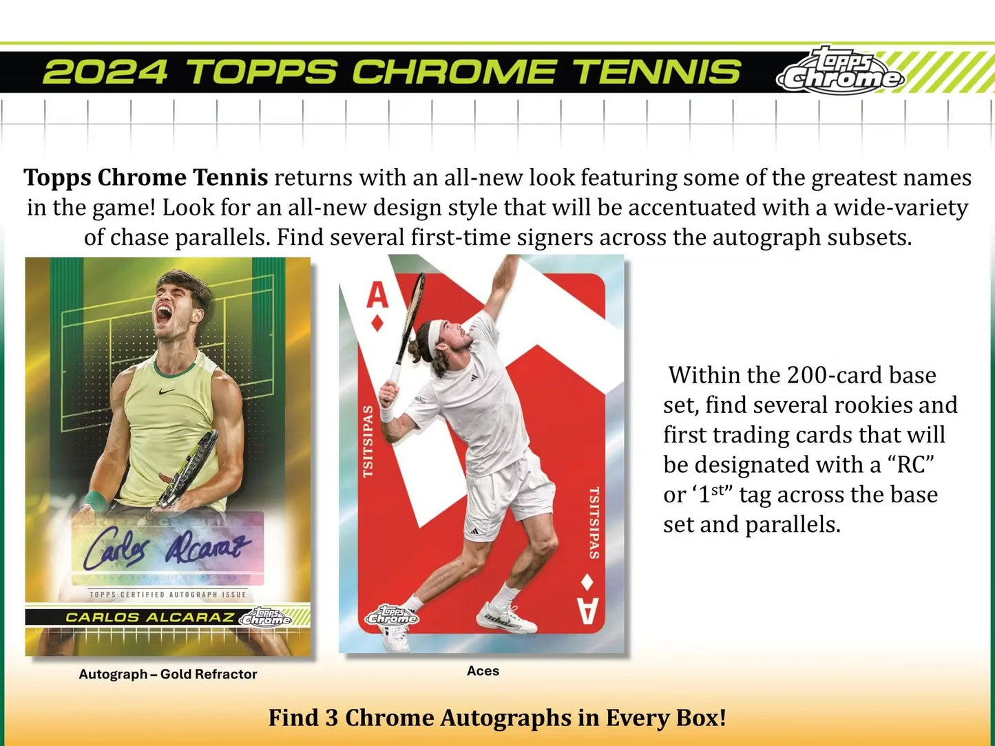 2024 Topps Chrome TENNIS Hobby Box - 3 Autos per Box