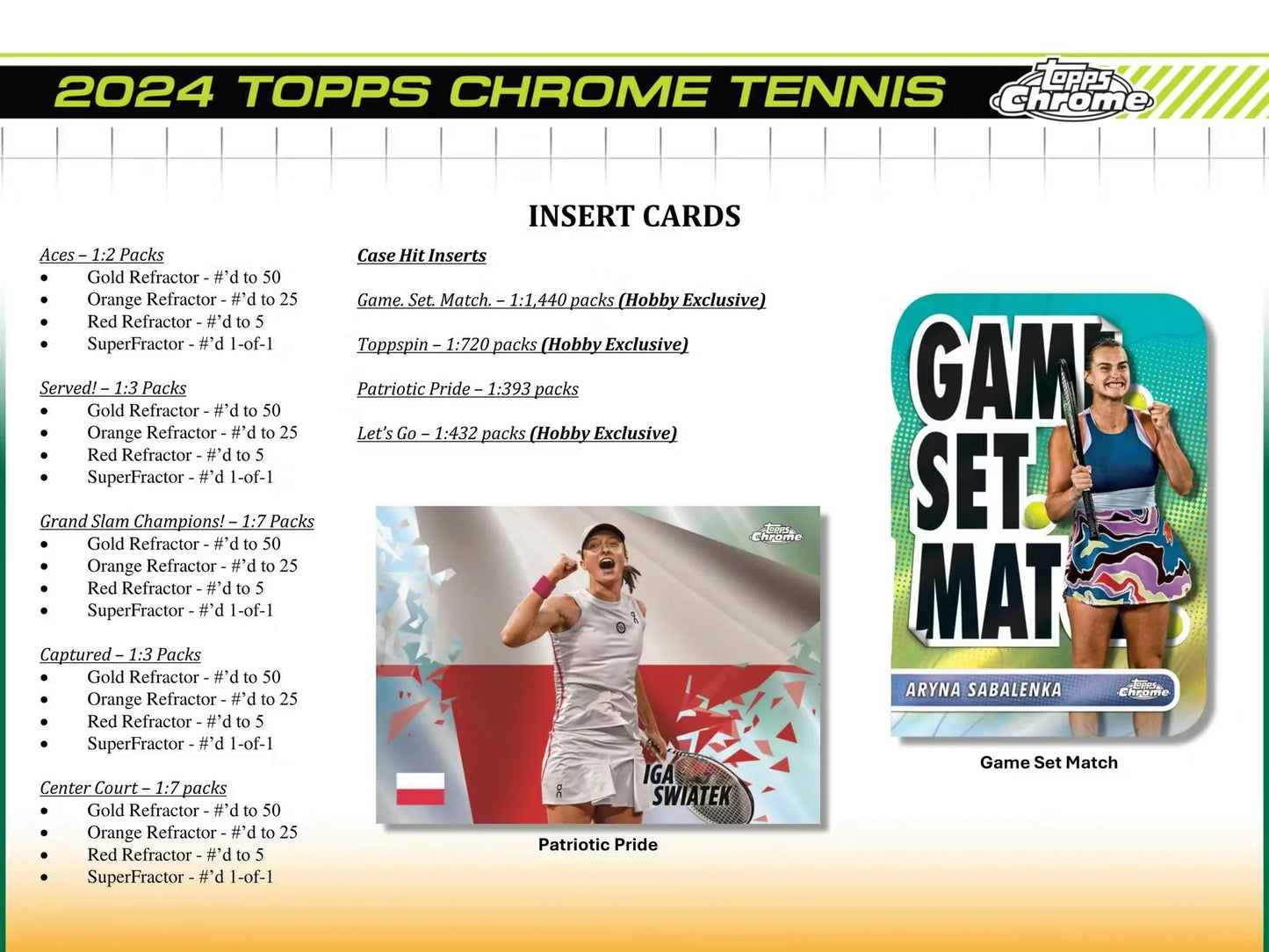 2024 Topps Chrome TENNIS Hobby Box - 3 Autos per Box