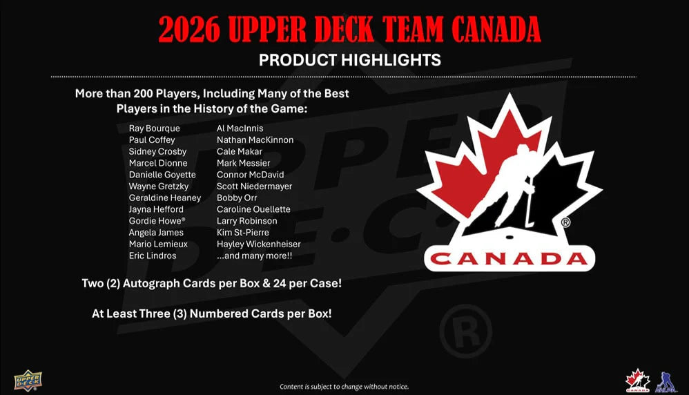 2026 Upper Deck Team Canada Hobby Box
