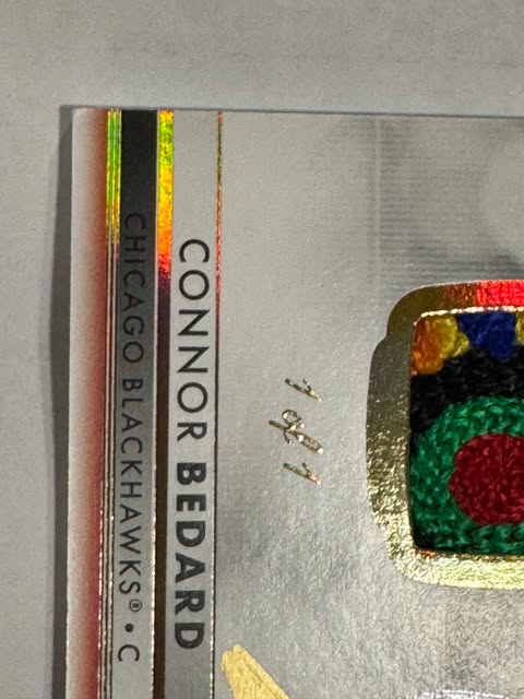 CONNOR BEDARD 2023-24 SP Authentic Future Watch Auto Patch 1/1 Chicago Blackhawks 6 color Patch