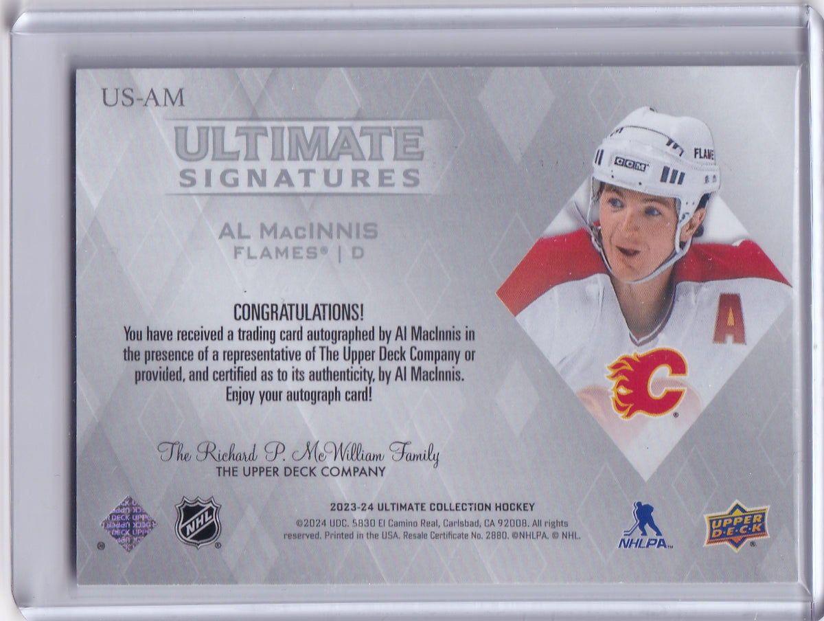 Al Macinnis Ultimate Signatures Auto Card US-AM 2023-24 Upper Deck Ultimate Collection Calgary Flames