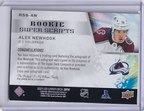 Alex Newhook Rookie Super Scripts Gold 04/25 Card RSS-AN 2021-22 Upper Deck SPX Rookie Card RC Colorado Avalanche