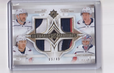 Ovechkin Kuznetsov Oshie Kuemper Ultimate Quad Materials Patch 5/49 Card QM-CAPS 2023-24 Upper Deck Ultimate Collection Washington Capitals
