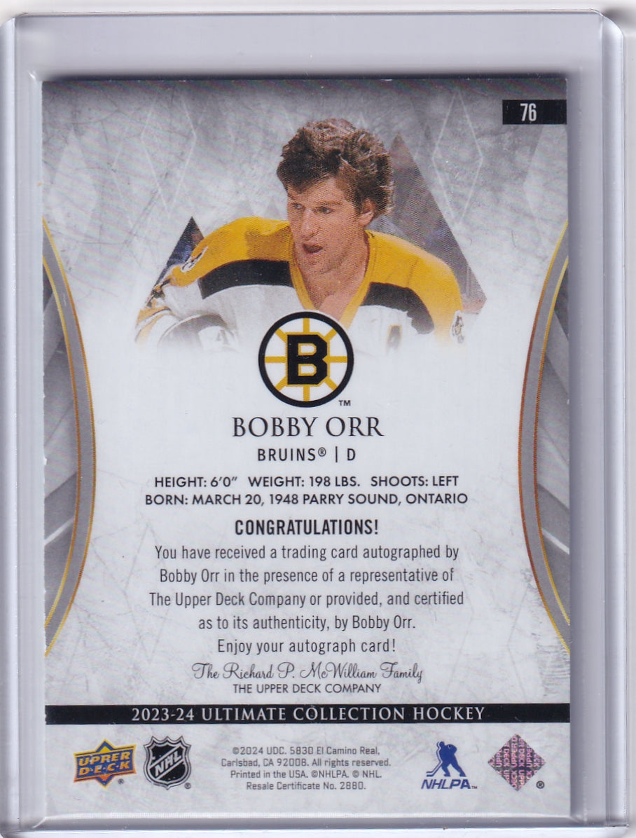 Bobby Orr Ultimate Base Auto Card #76 2023-24 Upper Deck Ultimate Collection Boston Bruins