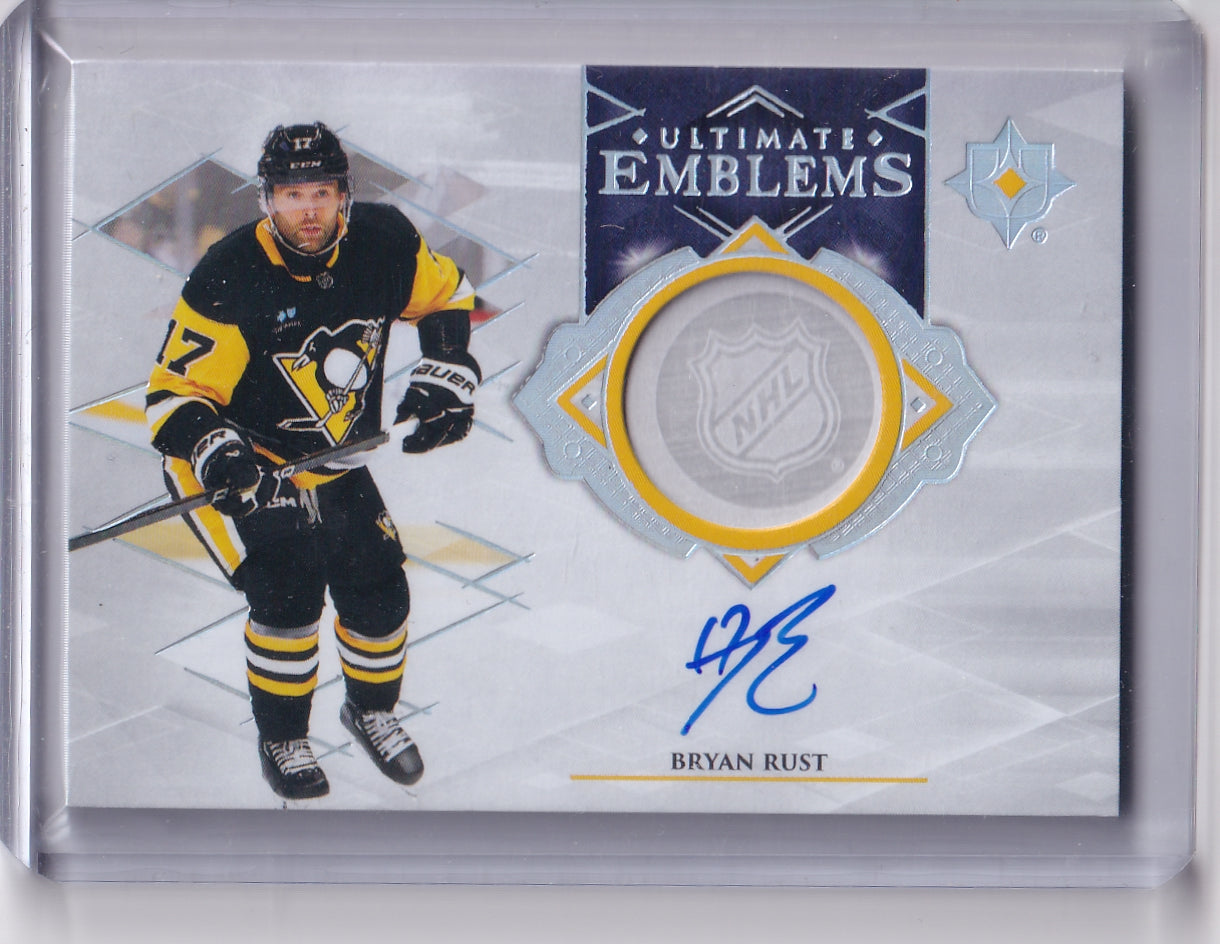 Bryan Rust Ultimate Emblems Auto Card UE-BR 2023-24 Upper Deck Ultimate Collection Pittsburgh Penguins