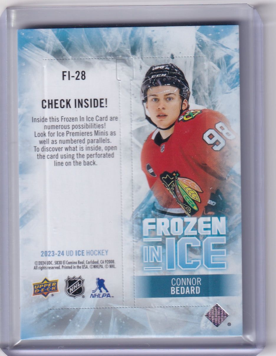 Connor Bedard Frozen In Ice Rookie UNOPENED FI-28 2023-24 Upper Deck Ice Rookie Card RC Chicago Blackhawks