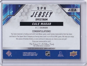 Cale Makar SPX Jersey Spectrum Gold 22/65 Card J-CA 2021-22 Spx Colorado Avalanche