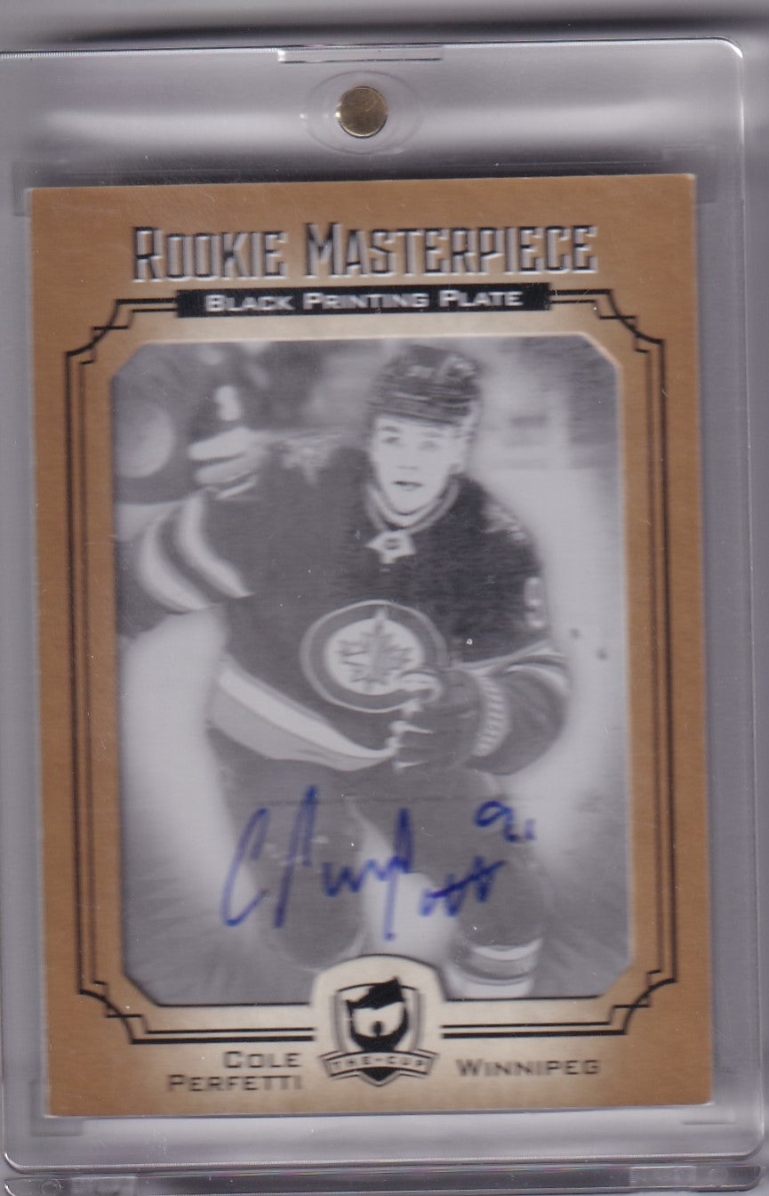 Cole Perfetti Rookie Masterpiece Printing Plate Autograph One Of One 1/1 ST-151 2021-22 Upper Deck The Cup Rookie Card RC Winnipeg Jets