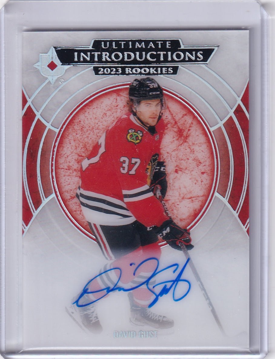 David Gust Ultimate Introductions Rookie Auto Card UI-56 2023-24 Upper Deck Ultimate Collection Rookie Card RC Chicago Blackhawks