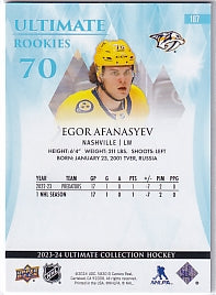 Egor Afanasyev Ultimate Rookies 124/299 Card #187 2023-24 Upper Deck Ultimate Collection Rookie Card RC Nashville Predators