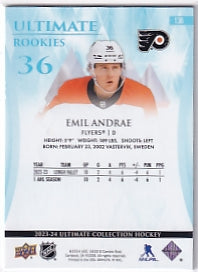 Emil Andrae Ultimate Rookies 018/299 Card #136 2023-24 Upper Deck Ultimate Collection Rookie Card RC Philadelphia Flyers