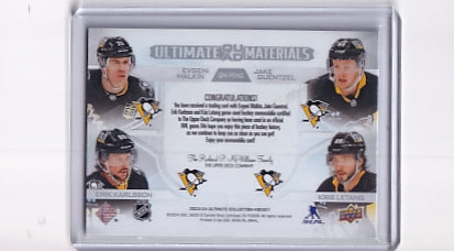 Malkin Guentzel Karlsson Letang Ultimate Quad Materials Jersey /149 Card QM-PENS 2023-24 Upper Deck Ultimate Collection Pittsburgh Penguins