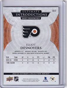 Elliot Desnoyers Ultimate Introductions Rookie Card UI-67 2023-24 Upper Deck Ultimate Collection Rookie Card RC Philadelphia Flyers