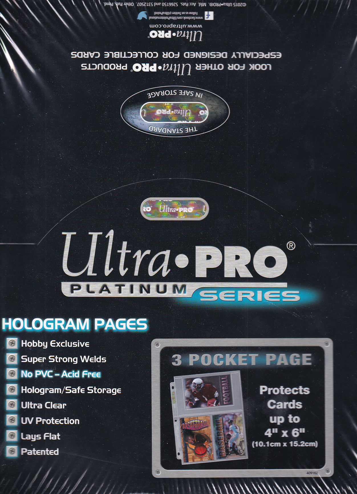 3 pocket Pages - Sports Cards- For 3 Ring Binders - 100 Pages - Ultra Pro