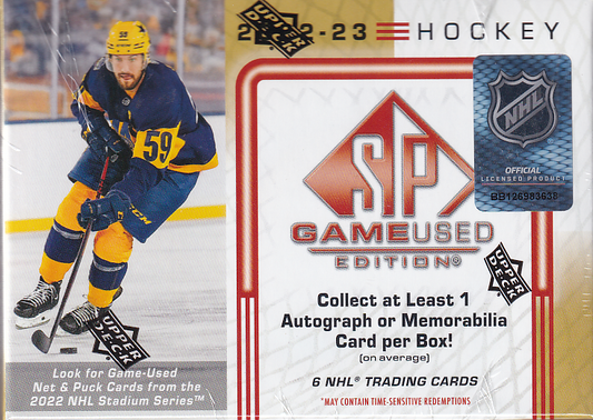 2022-23 UD SP Game Used Edition SPGU Hockey Hobby Box