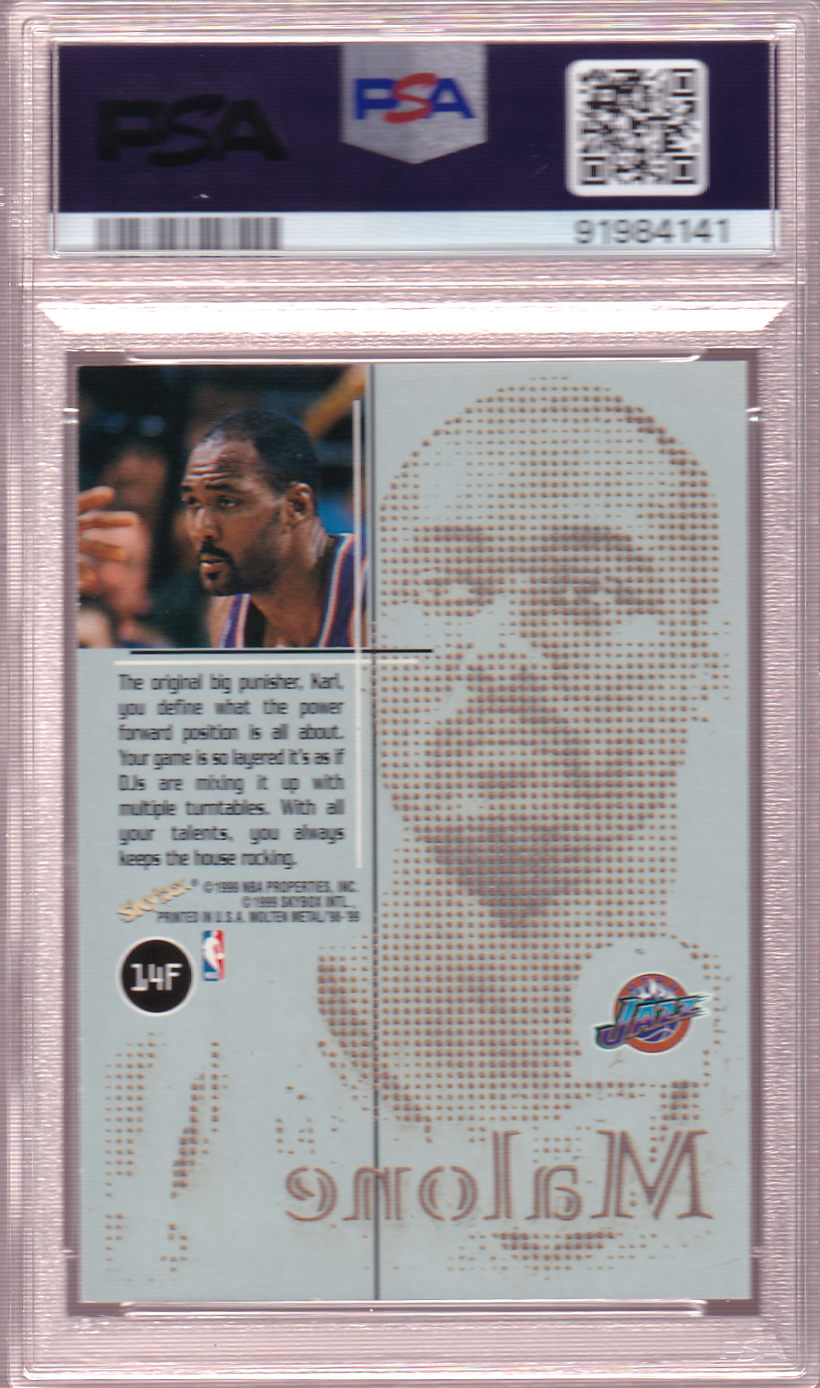 Karl Malone 1998-99 SkyBox Molten Metal FUSION Card #14F PSA 8 Utah Jazz