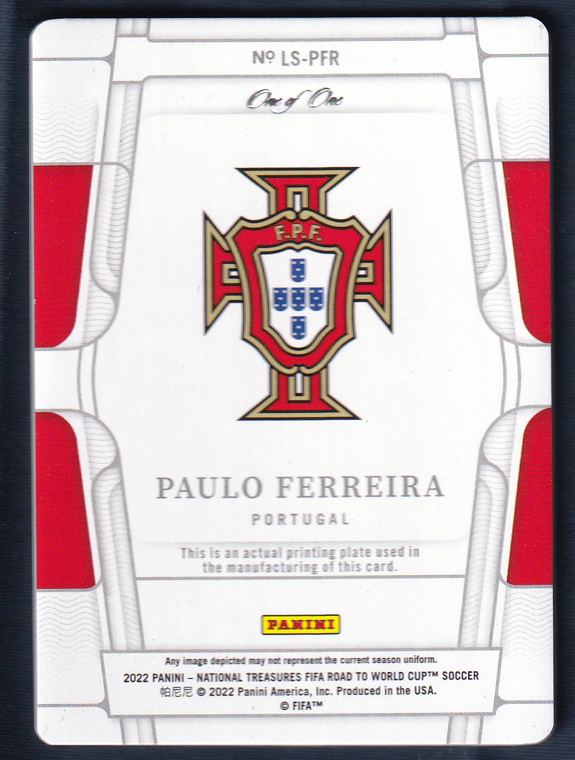 PAULO FERREIRA 2022 Panini National Treasures FIFA Road To World Cup Printing Plate 1/1 Magenta Soccer