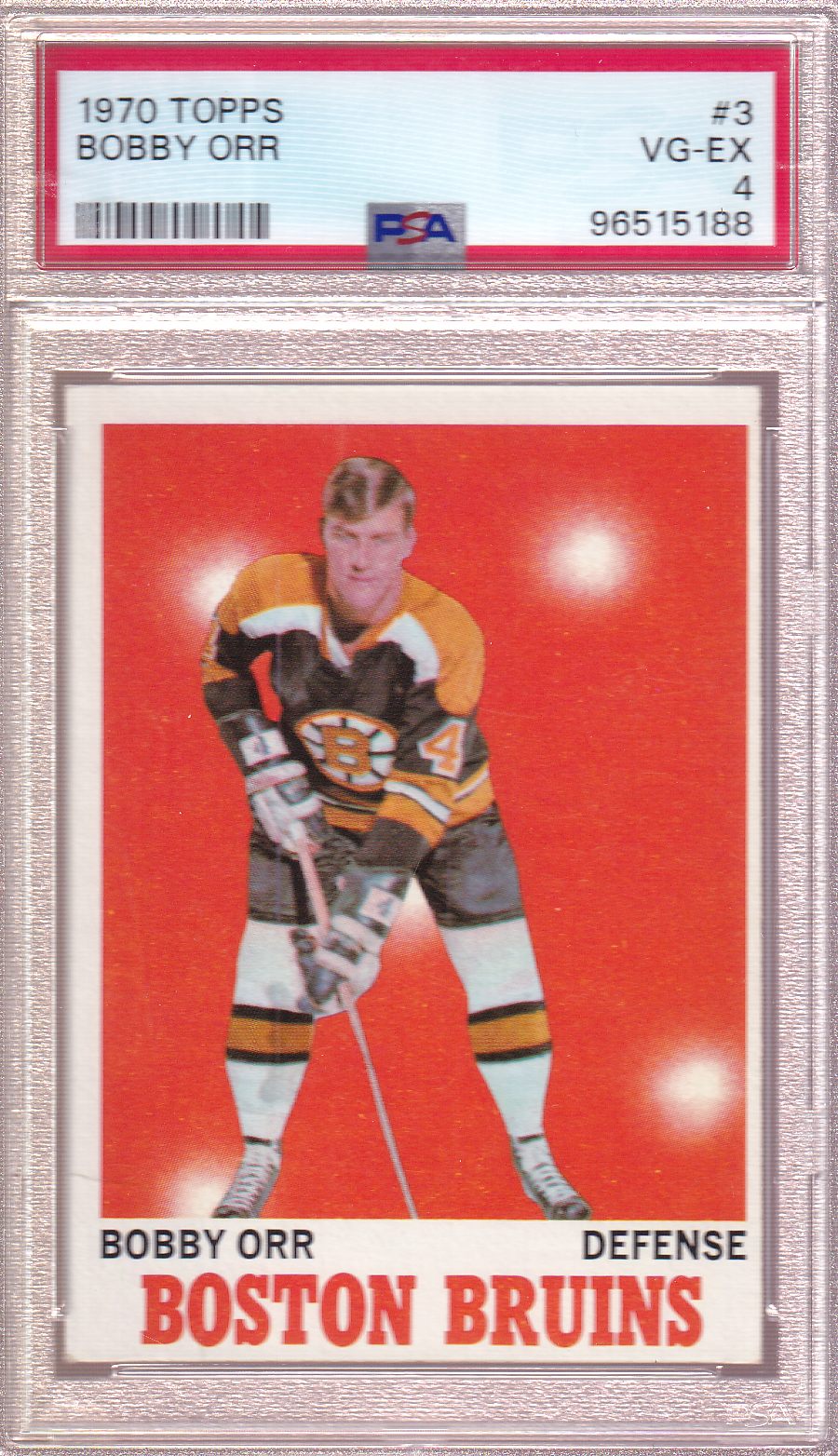 Bobby Orr 1970-71 Topps Card #3 Boston Bruins PSA 4
