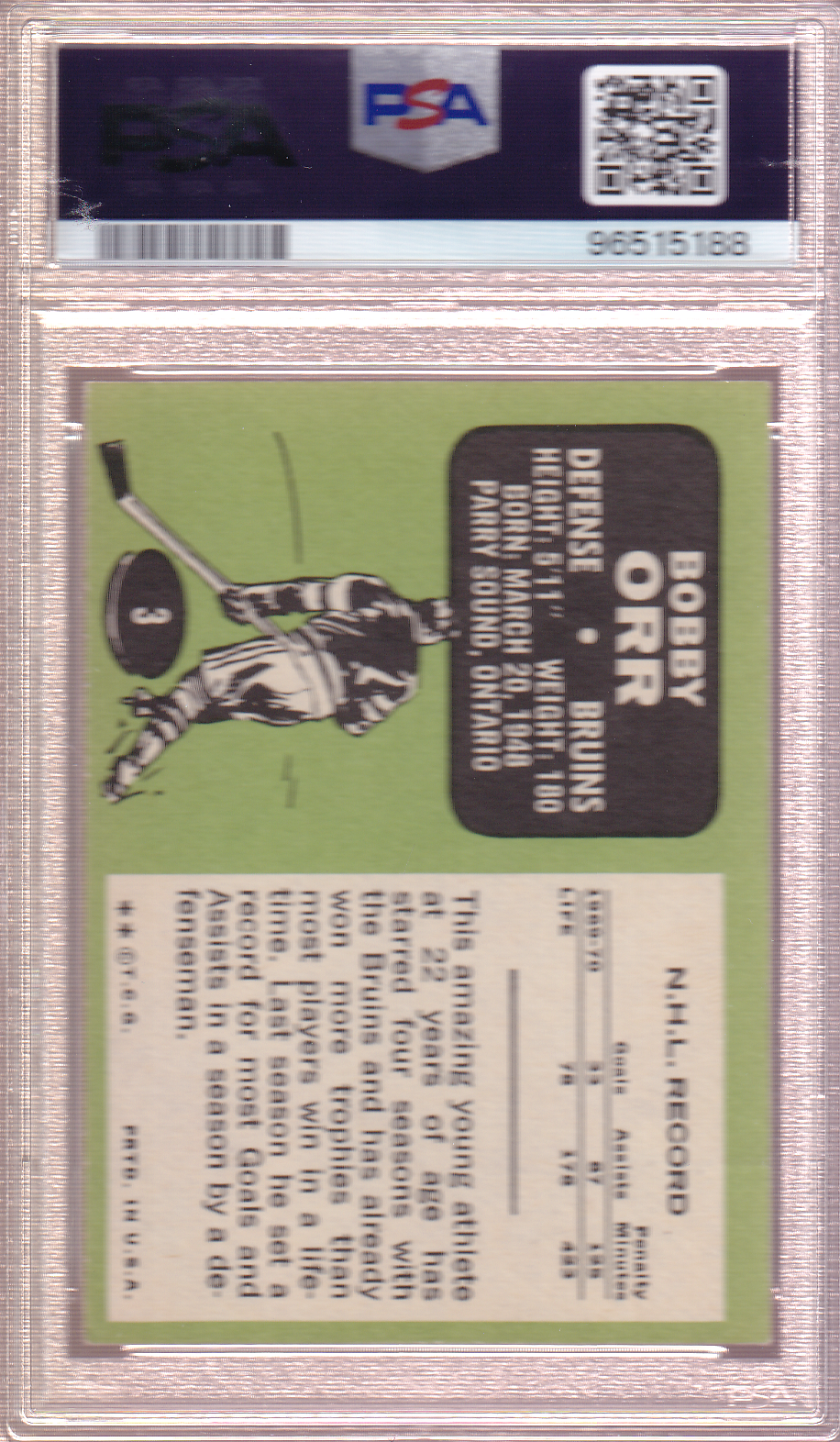 Bobby Orr 1970-71 Topps Card #3 Boston Bruins PSA 4
