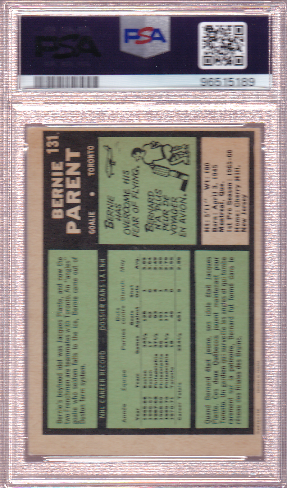 Bernie Parent 1971-72 O-Pee-Chee Card OPC #131 Toronto Maple Leafs PSA 3