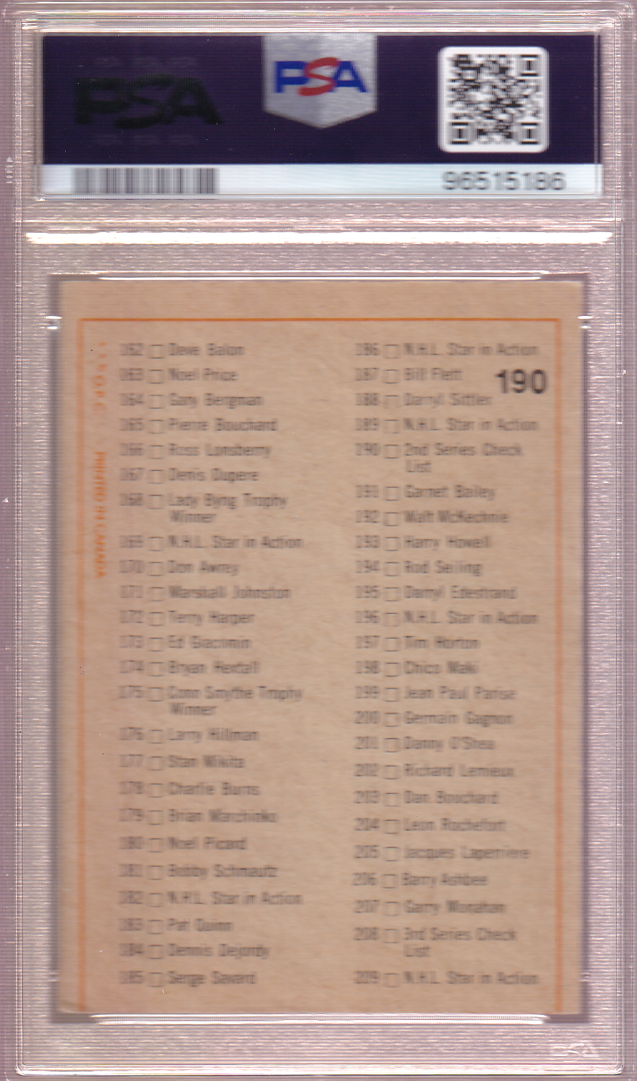 1972-73 O-Pee-Chee Checklist 2 Card #190 OPC PSA 5
