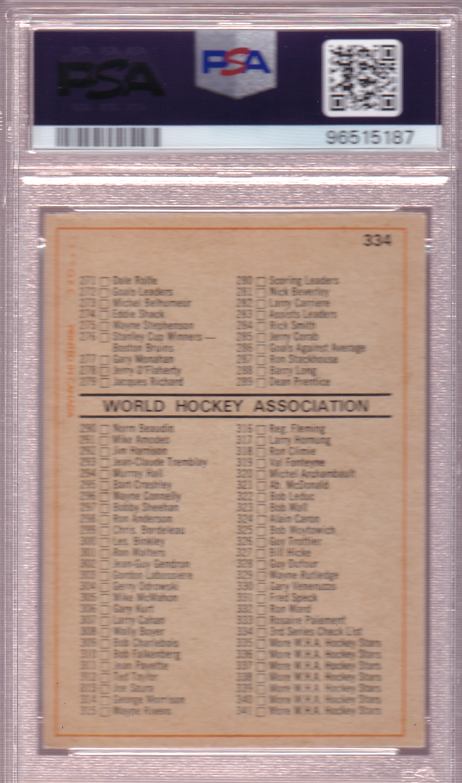 1972-73 O-Pee-Chee Checklist 3 Card #334 OPC PSA 5