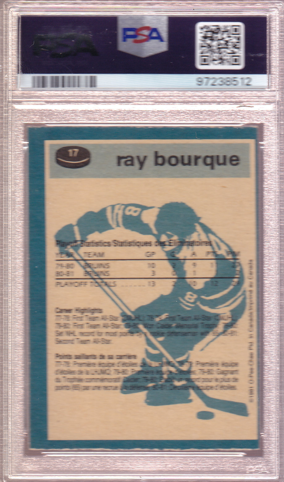 RAY BOURQUE Autographed 1981-82 O-Pee-Chee Boston Bruins #17 Boston Bruins PSA/DNA Certified Authentic Auto