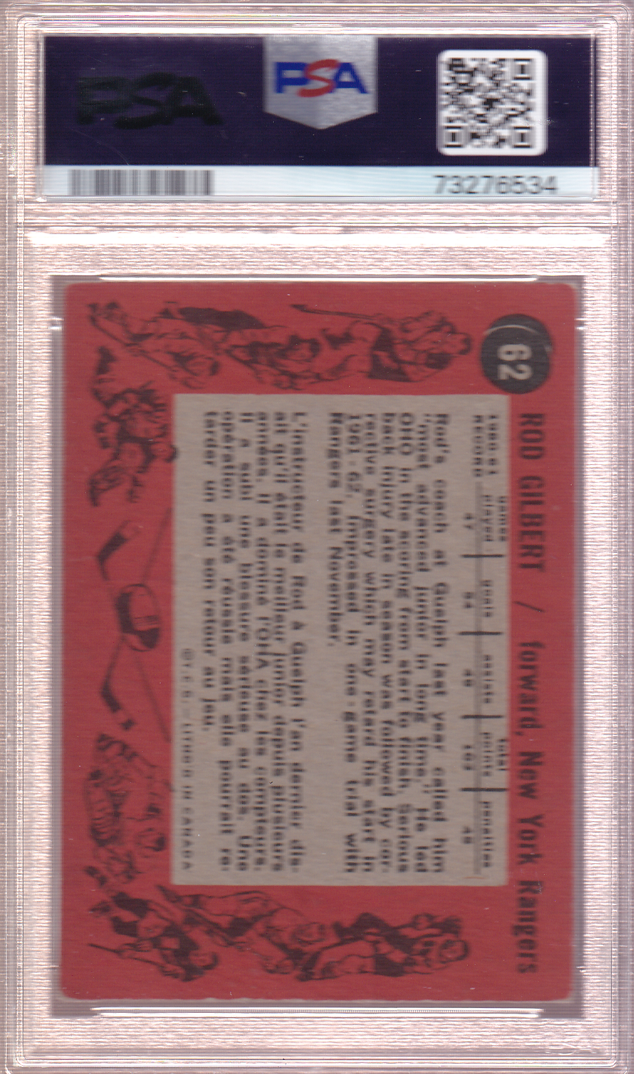 ROD GILBERT 1961-62 Topps Rookie Card #62 RC PSA 3.5 New York Rangers