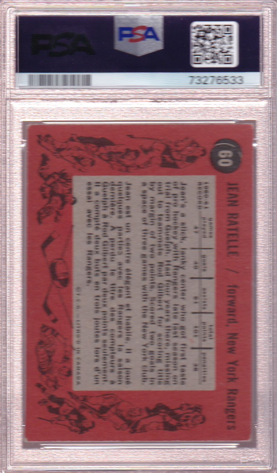 JEAN RATELLE 1961-62 Topps Rookie Card #60 RC PSA 4 New York Rangers