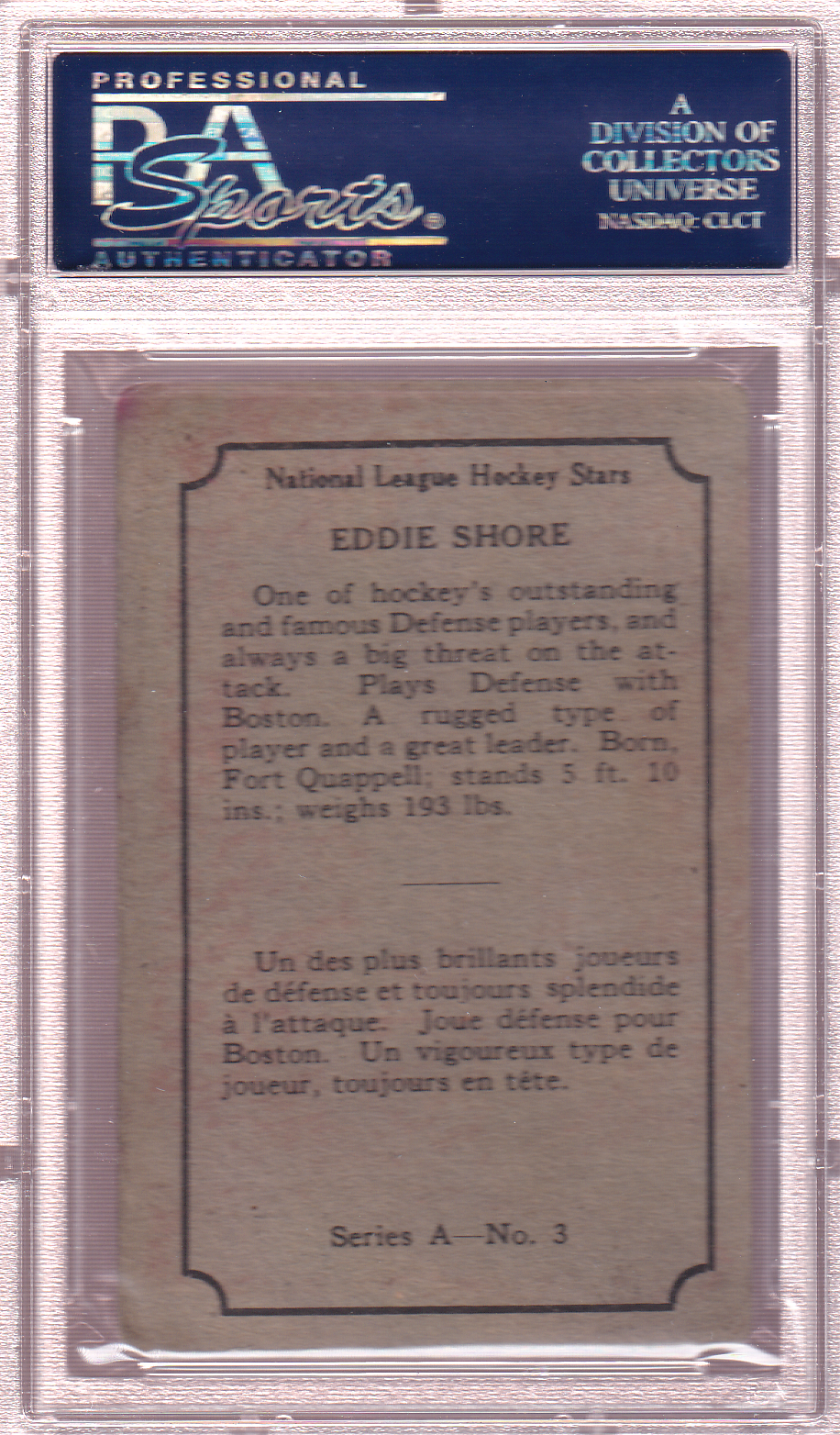 EDDIE SHORE 1933-34 O-Pee-Chee Series A Rookie PSA 1 (MK) Boston Bruins OPC