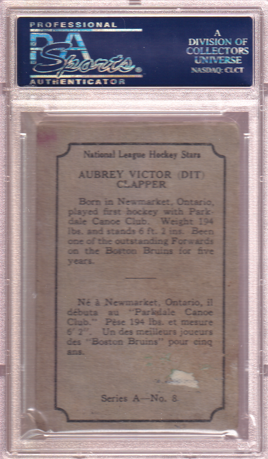 DIT CLAPPER 1933-34 O-Pee-Chee Series A Rookie PSA 1.5 Boston Bruins OPC