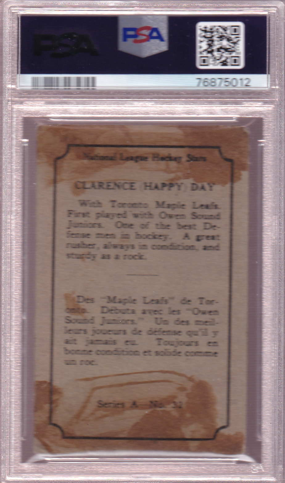 CLARENCE DAY 1933-34 O-Pee-Chee Series A Rookie PSA 1.5 Toronto Maple Leafs OPC