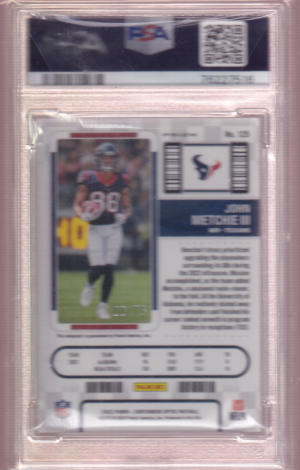 JOHN METCHIE III 2022 Panini Contenders Optic Rookie Ticket Autograph Blue 08/75 PSA 9 Auto #125 Houston Texans