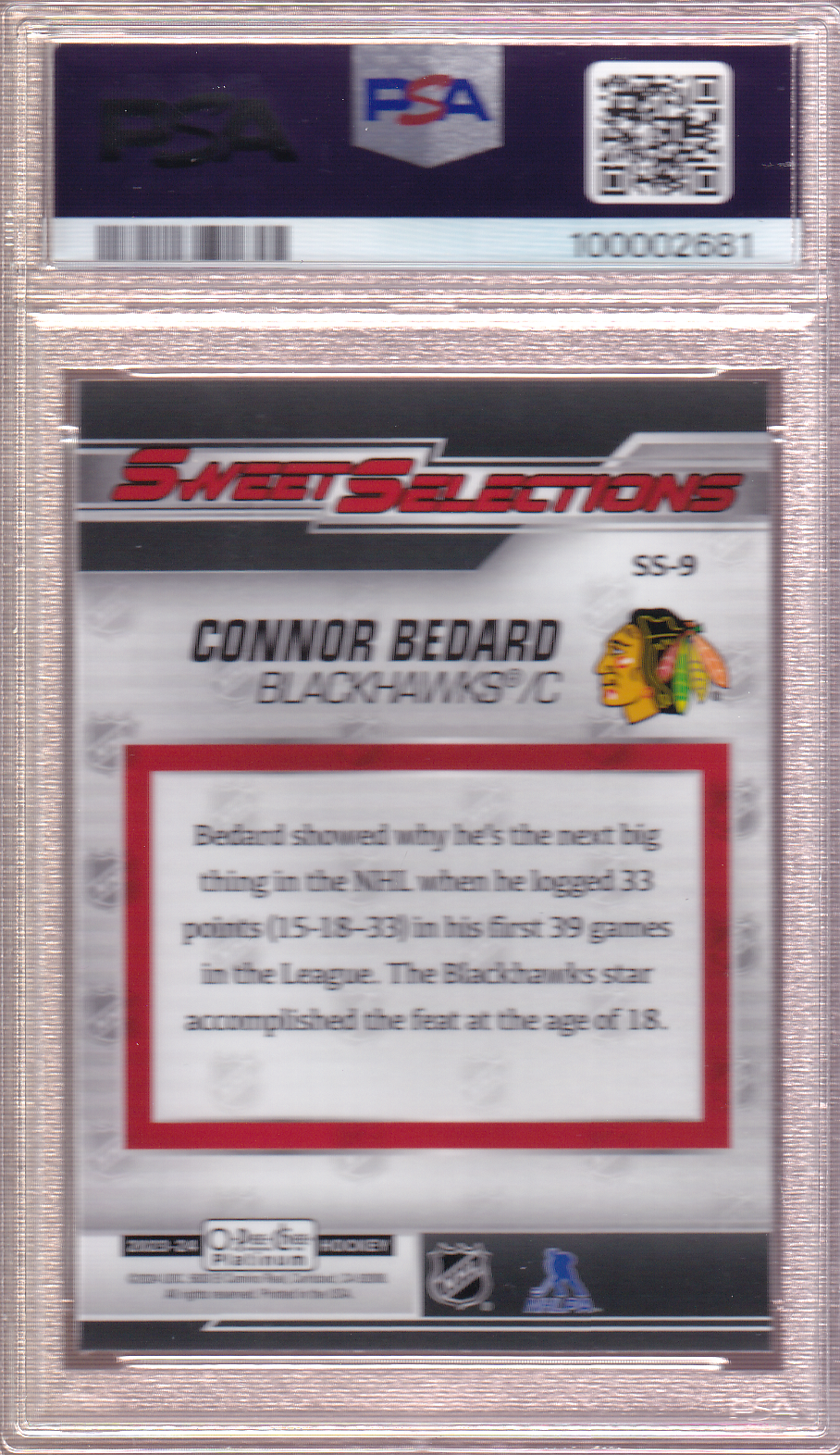 Connor Bedard 2023-24 O-Pee-Chee Platinum Sweet Selections Rookie Card RC #SS-9 PSA 10 Chicago Blackhawks