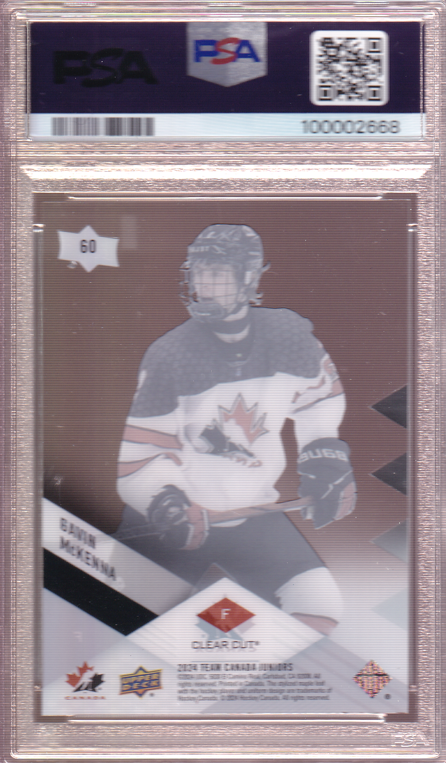 GAVIN MCKENNA 2024 Team Canada Juniors Clear Cut Card #60 PSA 8