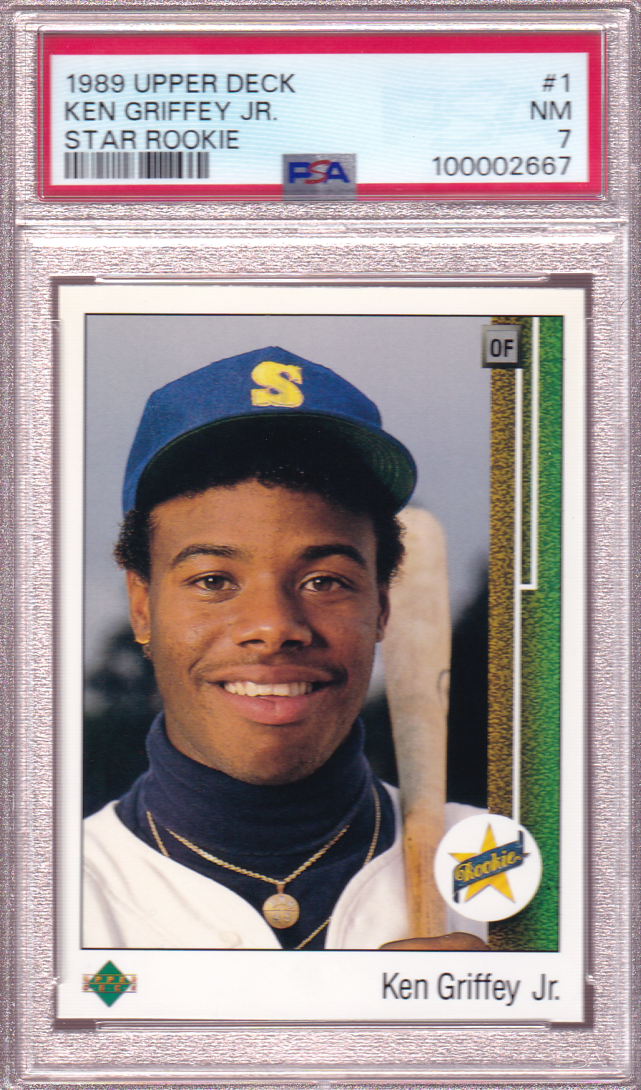 KEN GRIFFEY JR. 1989 Upper Deck Star Rookie Card #1 PSA 7 Seattle Mariners RC