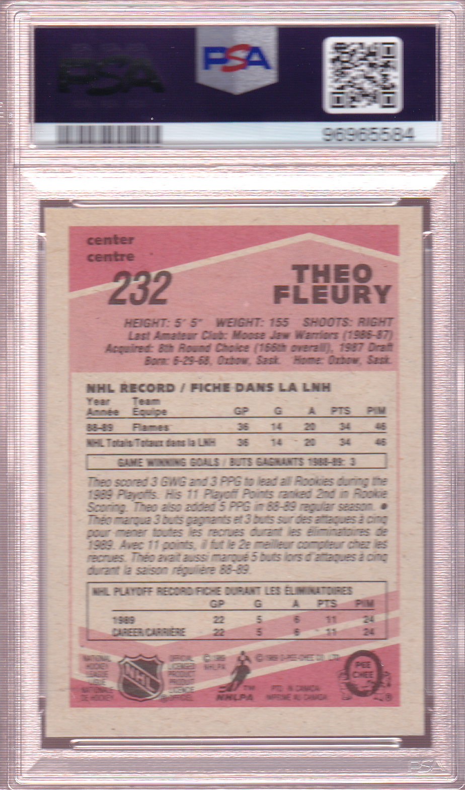 THEOREN THEO FLEURY 1989-90 O-Pee-Chee Rookie Card #232 PSA 9 Calgary Flames