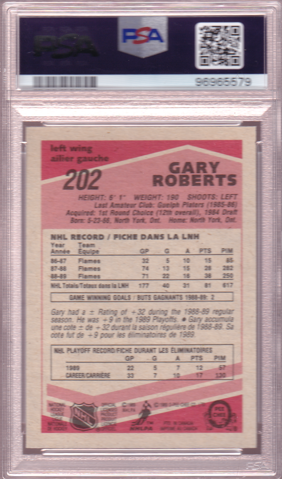 GARY ROBERTS 1989-90 O-Pee-Chee Rookie Card #202 PSA 9 Calgary Flames