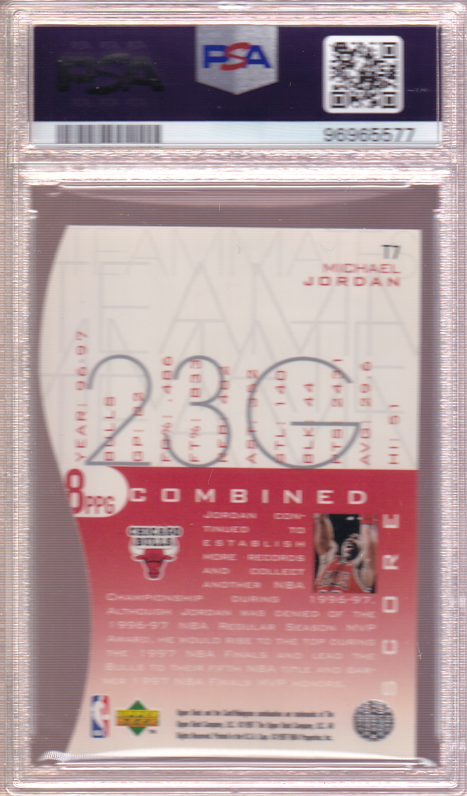 Michael Jordan 1997-98 Upper Deck Teammates Card #T7 PSA 9 Chicago Bulls