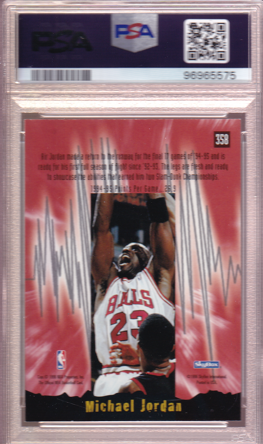 Michael Jordan 1995-96 NBA Hoops EARTH SHAKERS Card #358 PSA 8 Chicago Bulls