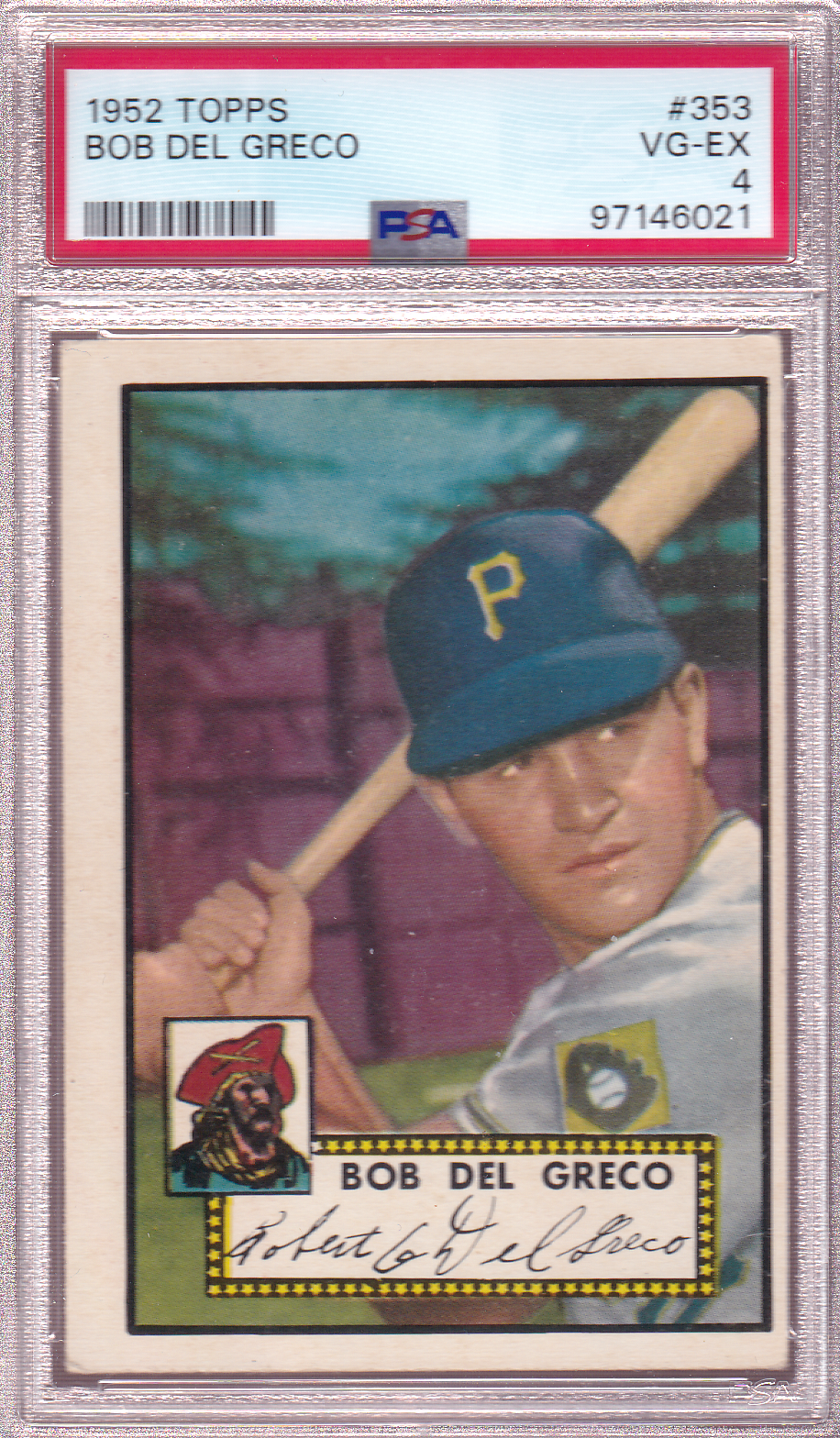BOB DEL GRECO 1952 Topps Baseball Card #196 PSA 4