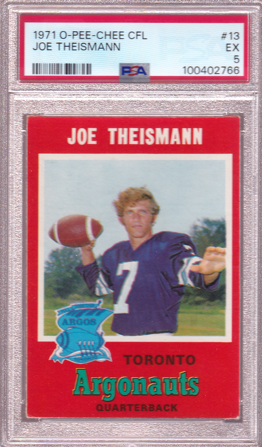 JOE THEISMANN 1971 O-Pee-Chee Toronto Argonauts CFL Card #13 PSA 5