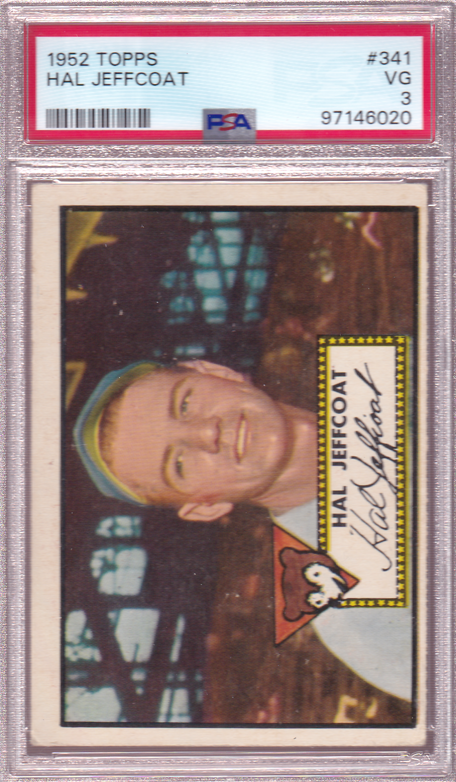 HAL JEFFCOAT 1952 Topps Baseball Card #341 PSA 3