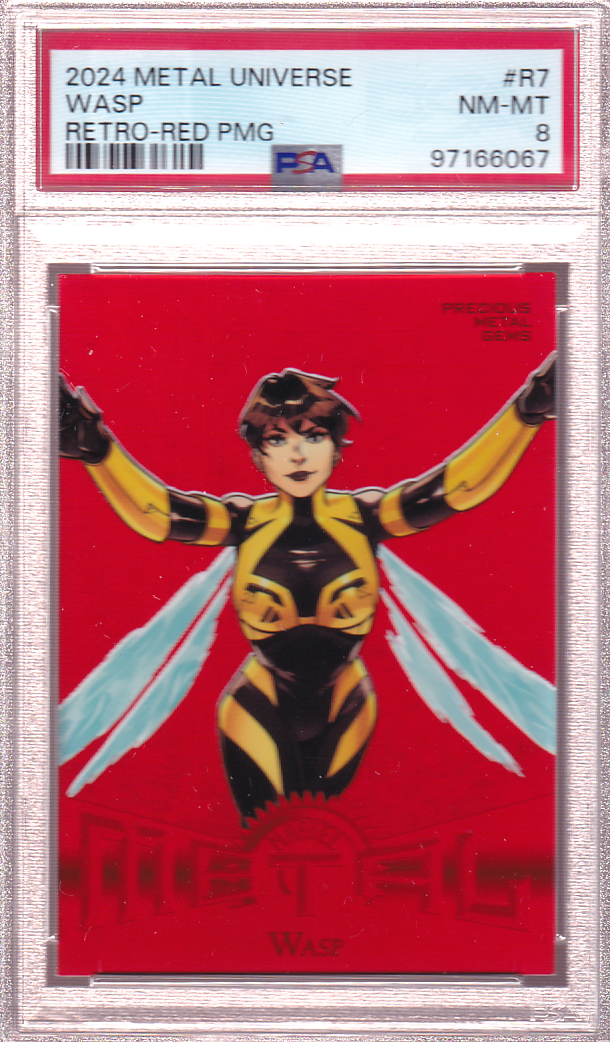 WASP 2024 SkyBox Metal Universe Retro RED Precious Metal Gems 76/100 PSA 8 PMG #R7
