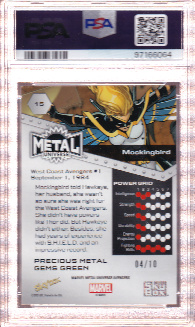 MOCKINGBIRD 2024 SkyBox Metal Universe GREEN Precious Metal Gems 04/10 PSA 8 PMG #15