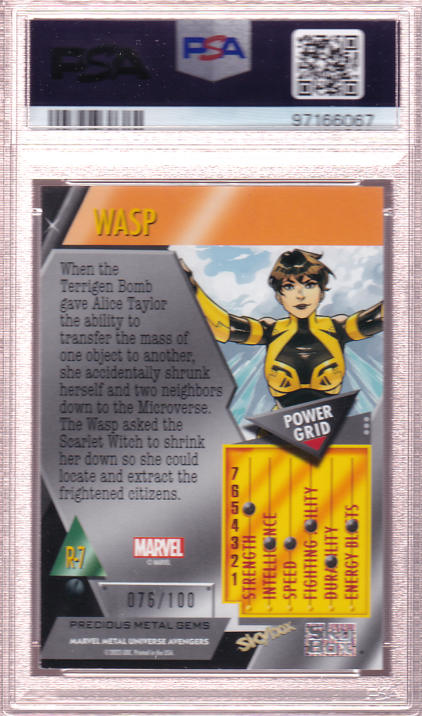 WASP 2024 SkyBox Metal Universe Retro RED Precious Metal Gems 76/100 PSA 8 PMG #R7